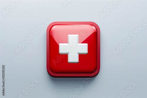 A red and white medical kit with a cross on it. Perfect for illustrating emergency medical supplies, first aid, and healthcare readiness.