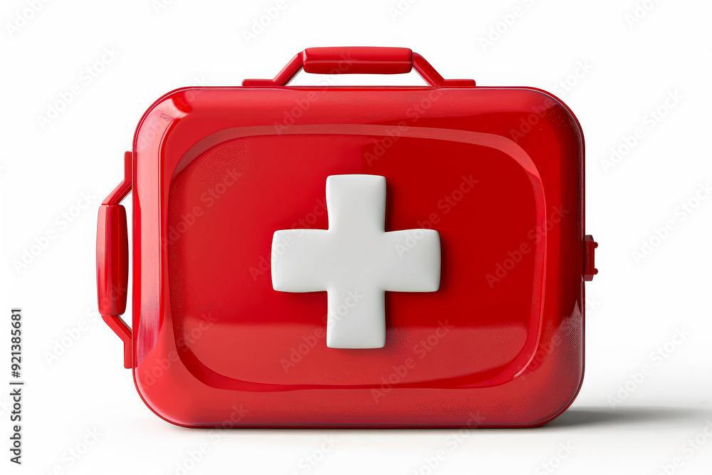 A red and white medical kit with a cross on it. Perfect for illustrating emergency medical supplies, first aid, and healthcare readiness. A red and white medical kit with a cross on it. Perfect for illustrating emergency medical supplies, first aid, and healthcare readiness.