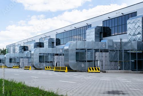 external ventilation and air conditioning system at the factory hall