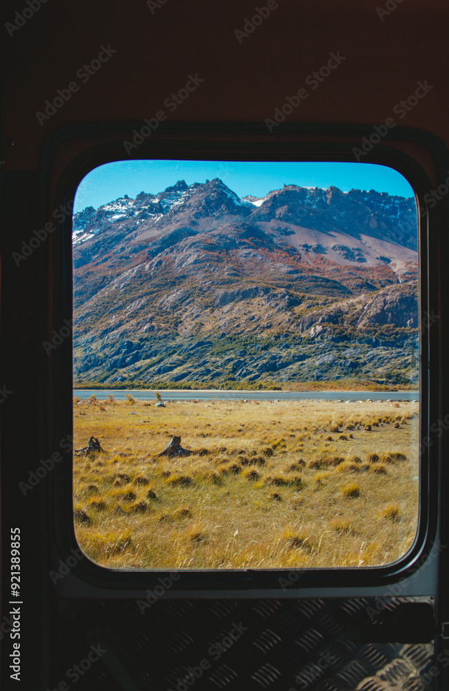 Naklejka premium mountain view from the window patagonia