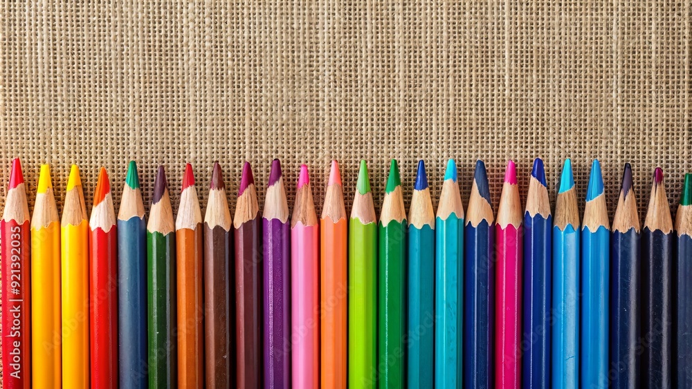 Close-up of color wooden pencils, Wood crayon, Rainbow of coloring pencils plain on background ai generated Close-up of color wooden pencils, Wood crayon, Rainbow of coloring pencils plain on background ai generated