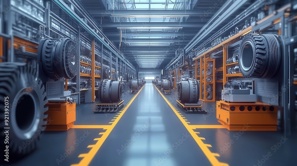 Automotive parts manufacturing in an industrial setting Automotive parts manufacturing in an industrial setting