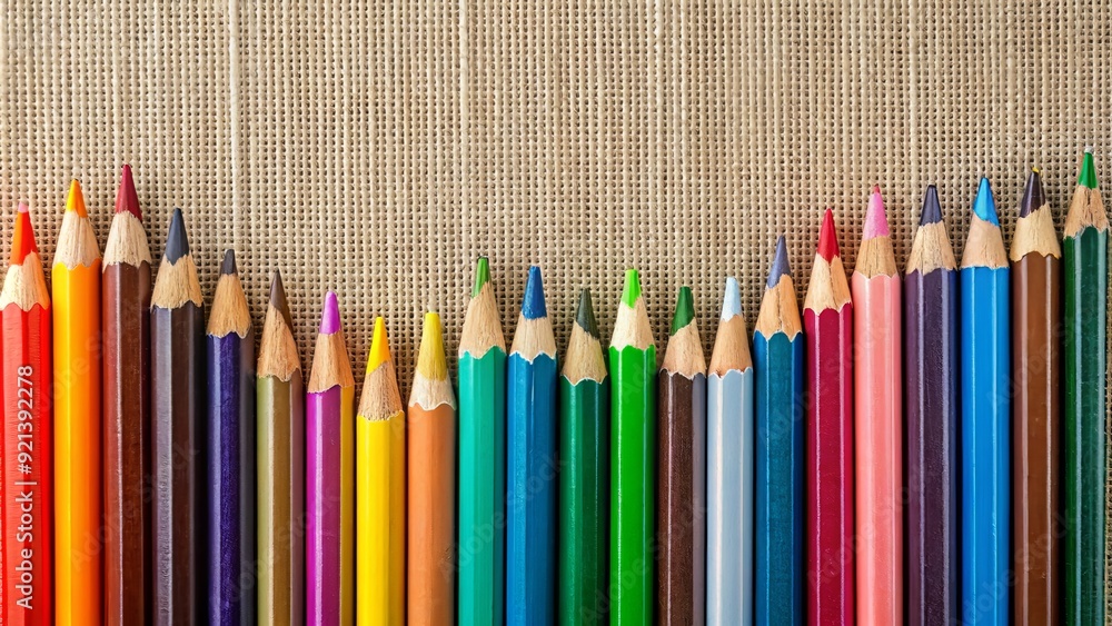 Close-up of color wooden pencils, Wood crayon, Rainbow of coloring pencils plain on background ai generated Close-up of color wooden pencils, Wood crayon, Rainbow of coloring pencils plain on background ai generated