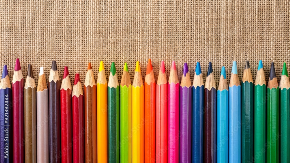 Close-up of color wooden pencils, Wood crayon, Rainbow of coloring pencils plain on background ai generated Close-up of color wooden pencils, Wood crayon, Rainbow of coloring pencils plain on background ai generated