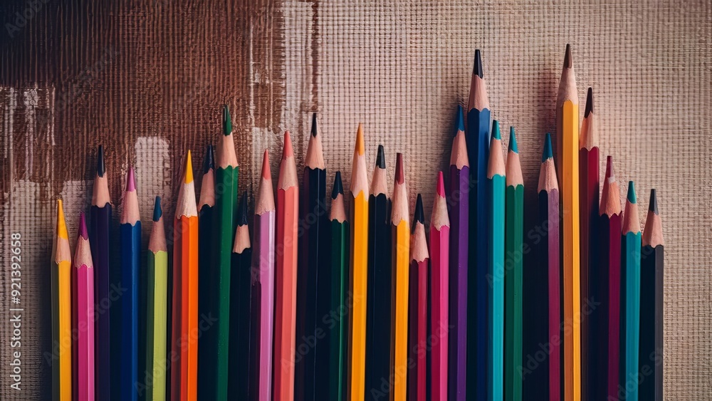 Close-up of color wooden pencils, Wood crayon, Rainbow of coloring pencils plain on background ai generated Close-up of color wooden pencils, Wood crayon, Rainbow of coloring pencils plain on background ai generated