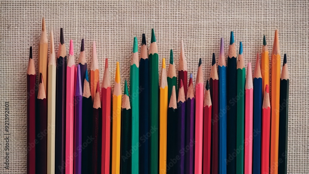 Close-up of color wooden pencils, Wood crayon, Rainbow of coloring pencils plain on background ai generated Close-up of color wooden pencils, Wood crayon, Rainbow of coloring pencils plain on background ai generated