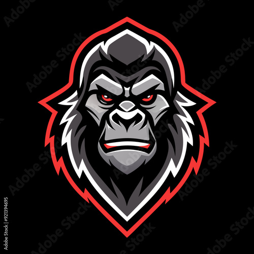 Simple Line Gorilla Head Gaming Mascot Logo - Vector Illustration, SVG Files, Cricut Cut Files, Vector Clipart, T-Shirt Graphics