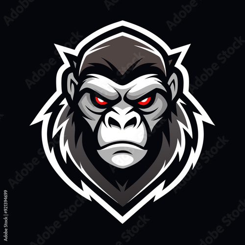 Simple Line Gorilla Head Gaming Mascot Logo - Vector Illustration, SVG Files, Cricut Cut Files, Vector Clipart, T-Shirt Graphics