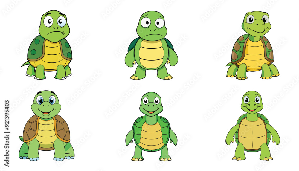 Tortoise cartoon character illustration set Tortoise cartoon character illustration set