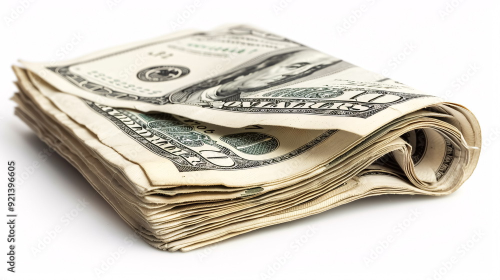 Folded hundred dollar bills isolated on a white background. Folded hundred dollar bills isolated on a white background.