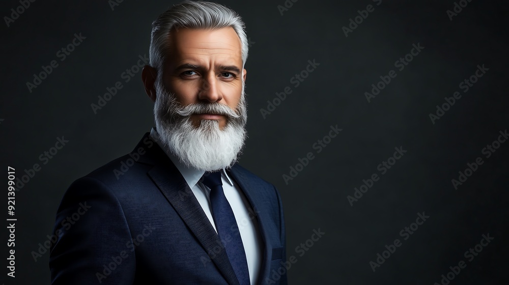 Fototapeta premium Elegant Senior Man in Suit with Distinguished Gray Beard - Portrait