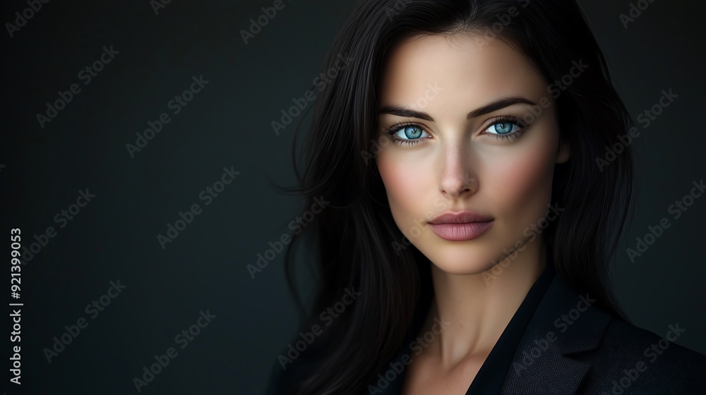 Elegant Young Woman in Formal Attire with Piercing Green Eyes - Portrait Elegant Young Woman in Formal Attire with Piercing Green Eyes - Portrait