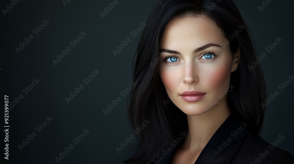 Elegant Young Woman in Formal Attire with Piercing Green Eyes - Portrait Elegant Young Woman in Formal Attire with Piercing Green Eyes - Portrait