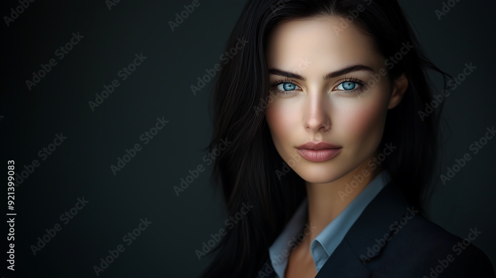 Elegant Young Woman in Formal Attire with Piercing Green Eyes - Portrait Elegant Young Woman in Formal Attire with Piercing Green Eyes - Portrait