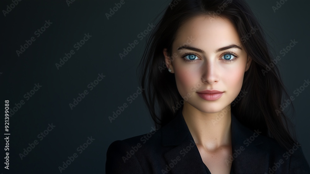 Elegant Young Woman in Formal Attire with Piercing Green Eyes - Portrait Elegant Young Woman in Formal Attire with Piercing Green Eyes - Portrait