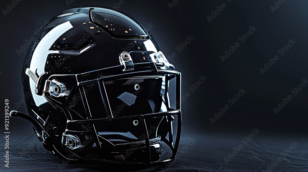 Fototapeta premium Football helmet on a black background.