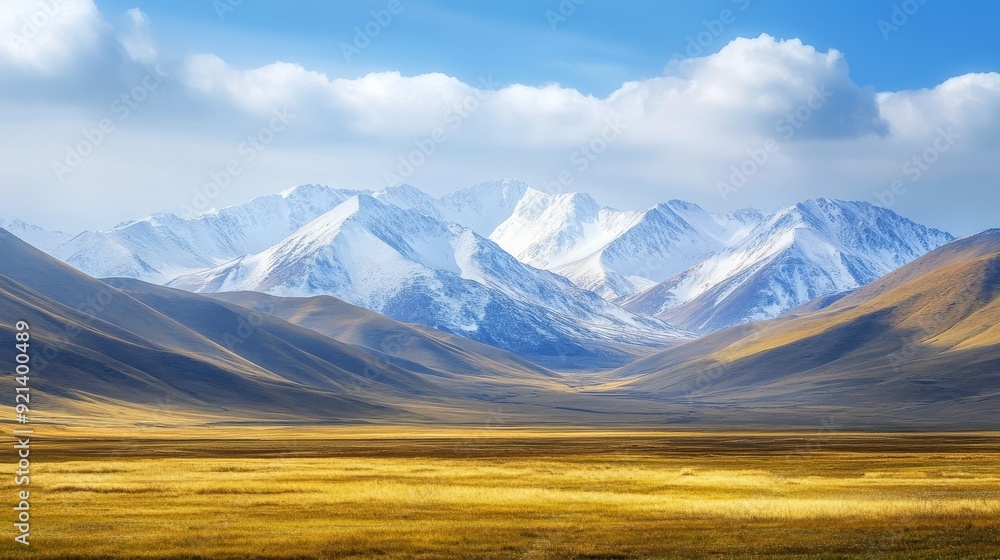 Fototapeta premium Snowy Pambak scenery in spring