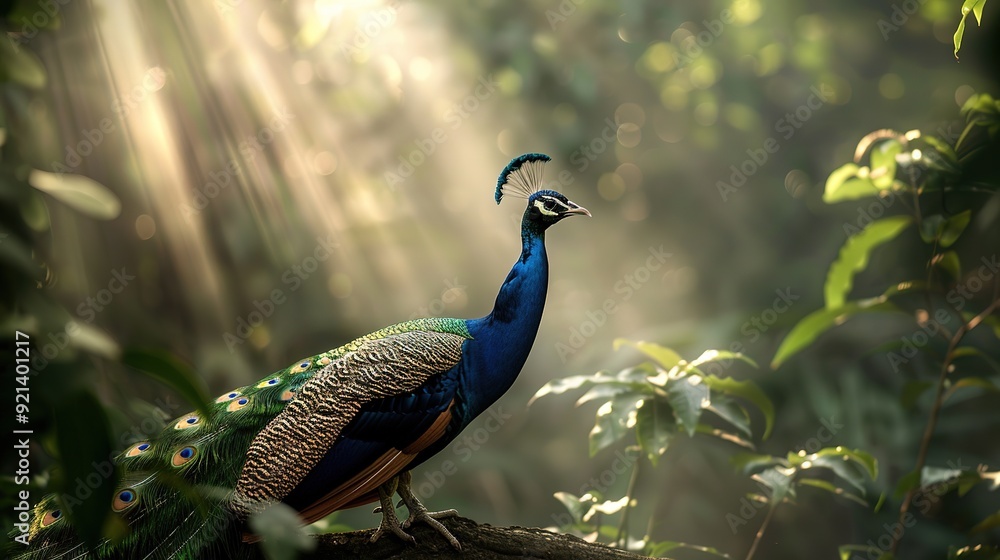 Peacock or Peafowl in forest Peacock or Peafowl in forest