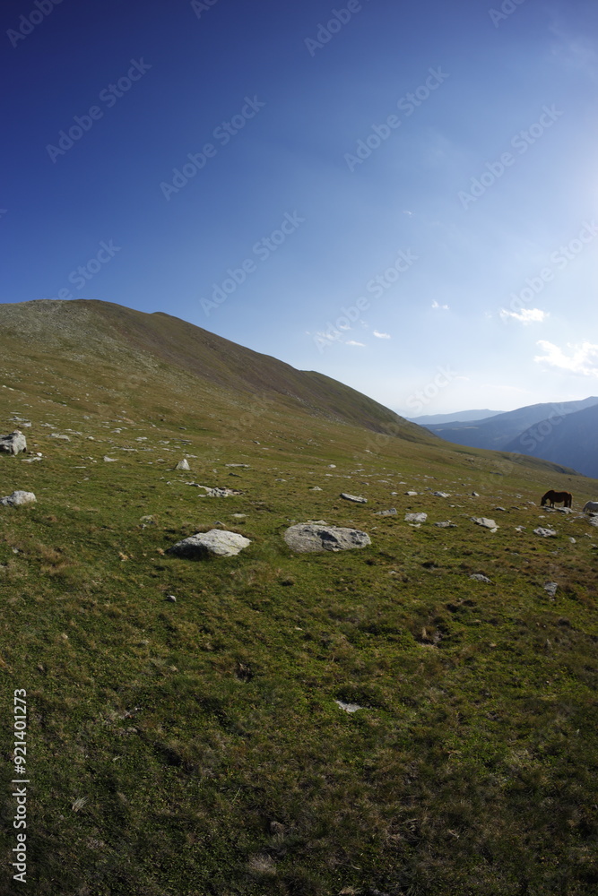 Fototapeta premium Hiking in European Pyrenees Mountains, Spain
