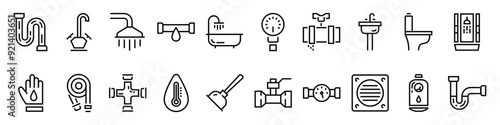 Bathroom icon set. Linear style.
