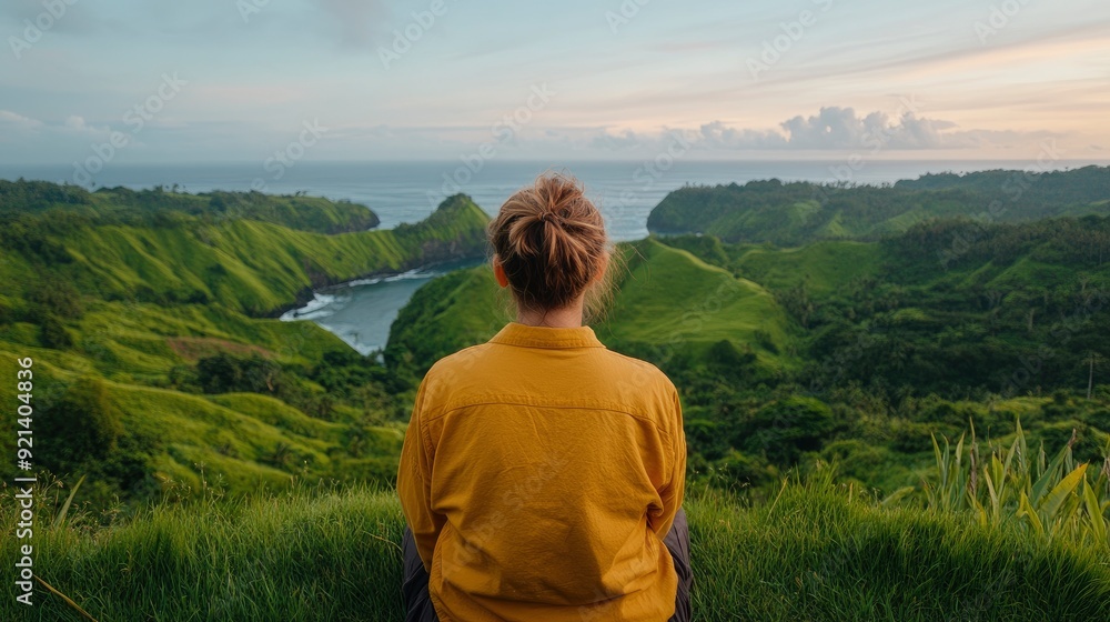 Woman On Cliff’S Edge, Gazing At Sunset, Nusa Penida’S Magic Woman On Cliff’S Edge, Gazing At Sunset, Nusa Penida’S Magic