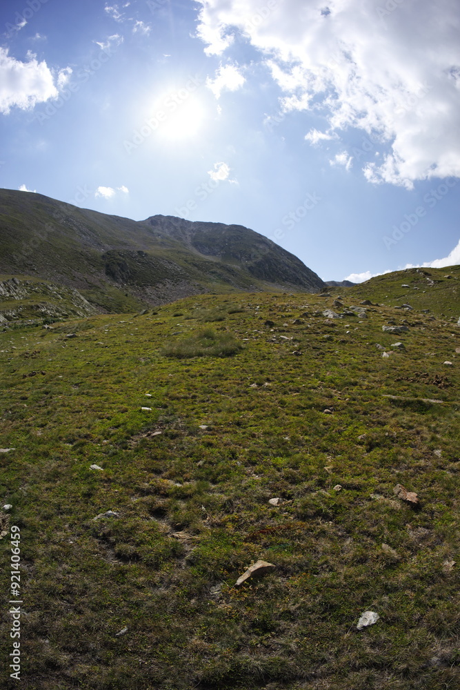 Fototapeta premium Walking in Spain, Pyrenees mountains in summer