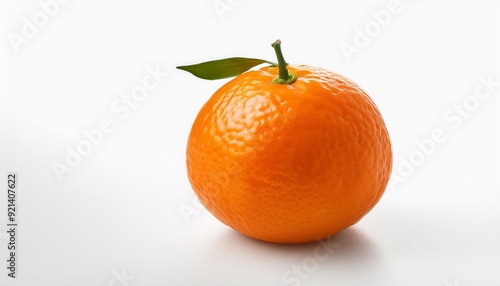 Single Mandarin Orange: A vibrant, juicy mandarin orange with green leaves, isolated on a white background. This image evokes a sense of freshness, health, and citrusy delight. 