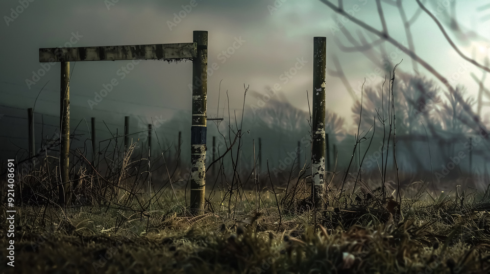 Obraz premium Futuristic rustic rugby posts.