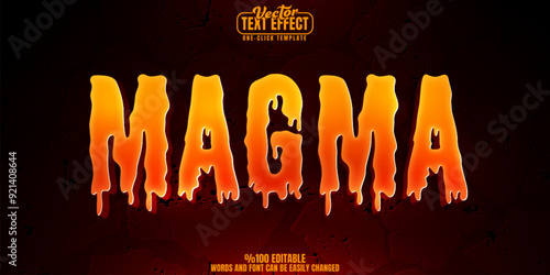 Magma editable text effect, customizable volcano and eruption 3d font style