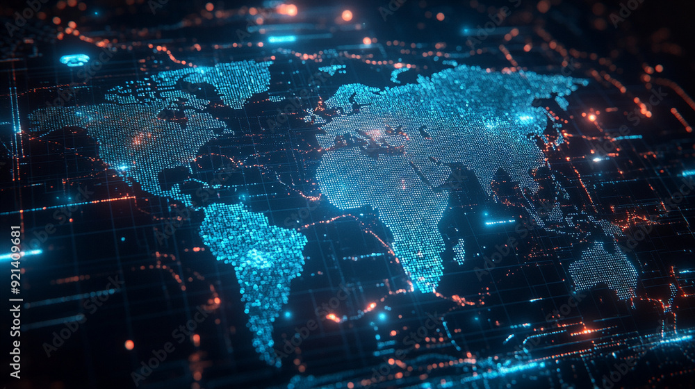 Fototapeta premium digital world map