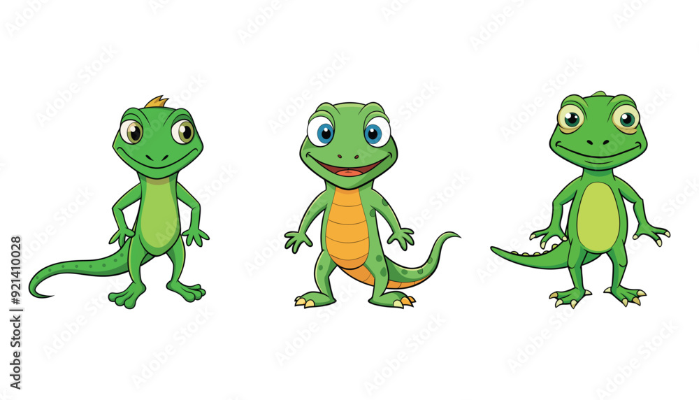 Lizard cartoon character illustration set Lizard cartoon character illustration set