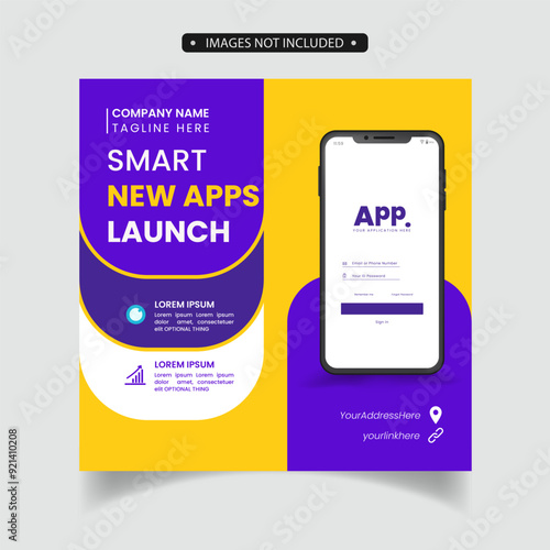 mobile app promotion social media post and web banner template
