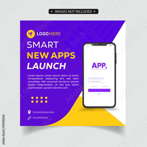 mobile app promotion social media post and web banner template
