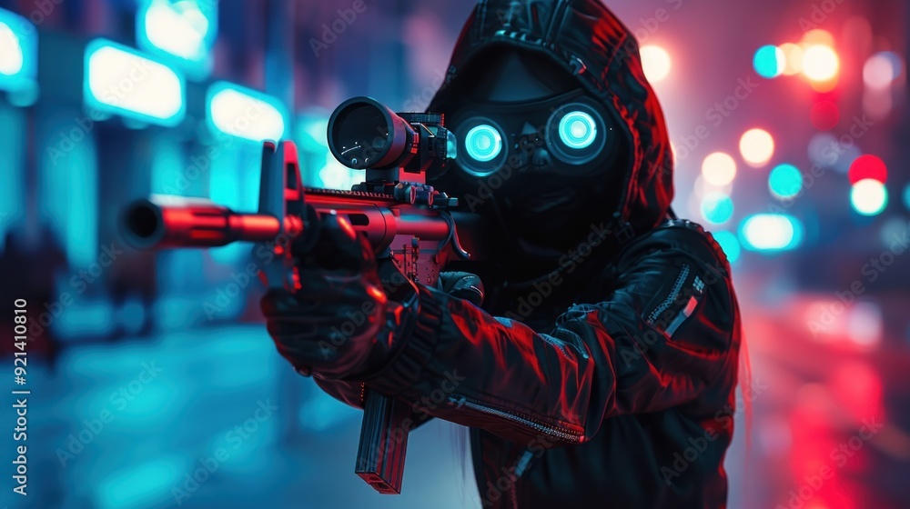 Cyberpunk Soldier in the City Cyberpunk Soldier in the City
