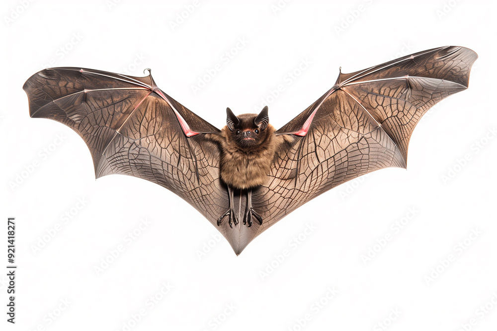 Fototapeta premium Bat with Open Wings on White Background