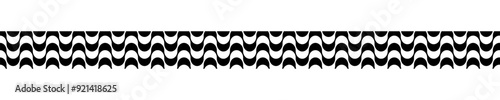 Border with Copacabana sidewalk pattern. Print of famous beach promenade in Rio de Janeiro. Brasilian symbol. Repeating black and white wave texture in Portuguese pavement style. Vector illustration.