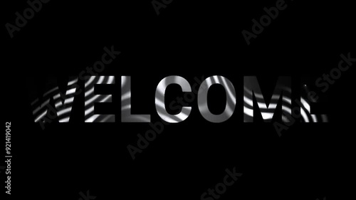 Welcome message with dynamic text animation on a black background