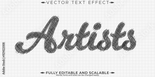 Sketch editable text effect, editable artist and drawing text style