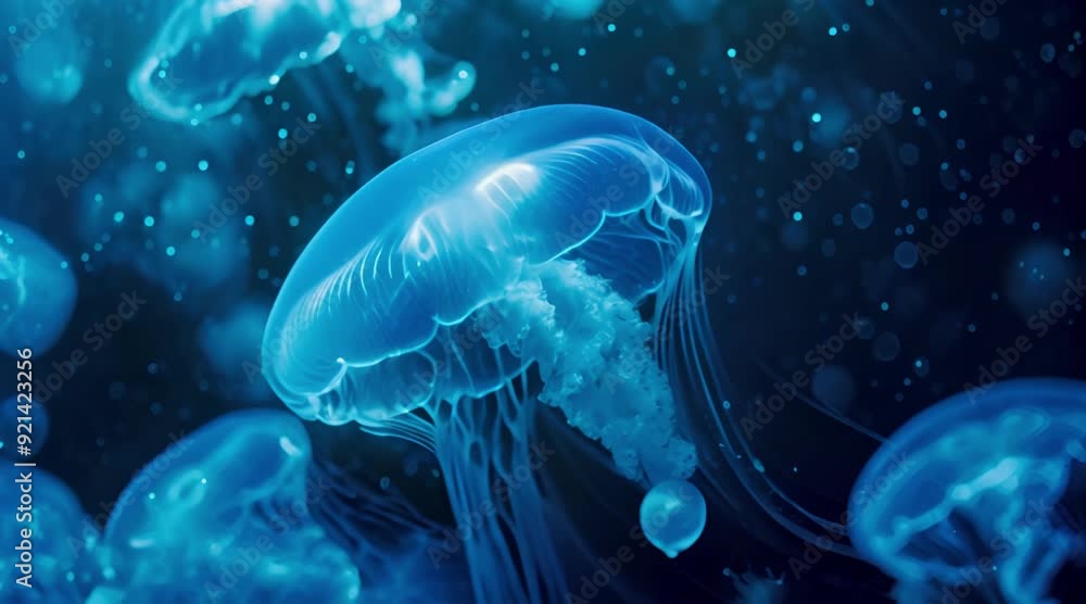 Golden Jellyfish Glowing in Underwater Paradise Golden Jellyfish Glowing in Underwater Paradise