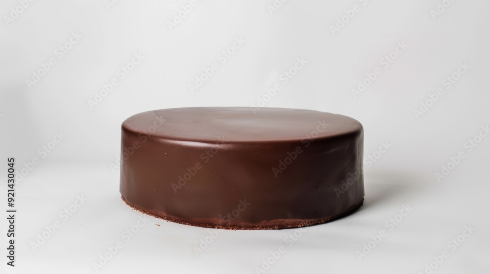 Delicious round chocolate cake covered with chocolate ganache, waiting to be eaten Delicious round chocolate cake covered with chocolate ganache, waiting to be eaten