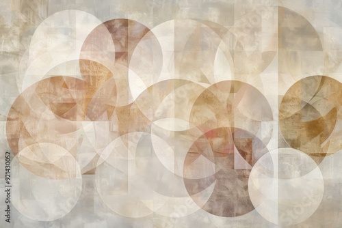 Tranquil scene with overlapping circles in soft tones  