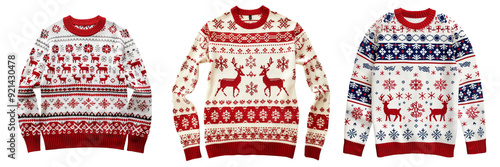 Untitled design - A set of  intricately designed Christmas ugly sweater isolated on a transparent background photo