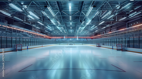 Hockey ice rink sport arena empty field - stadium photo