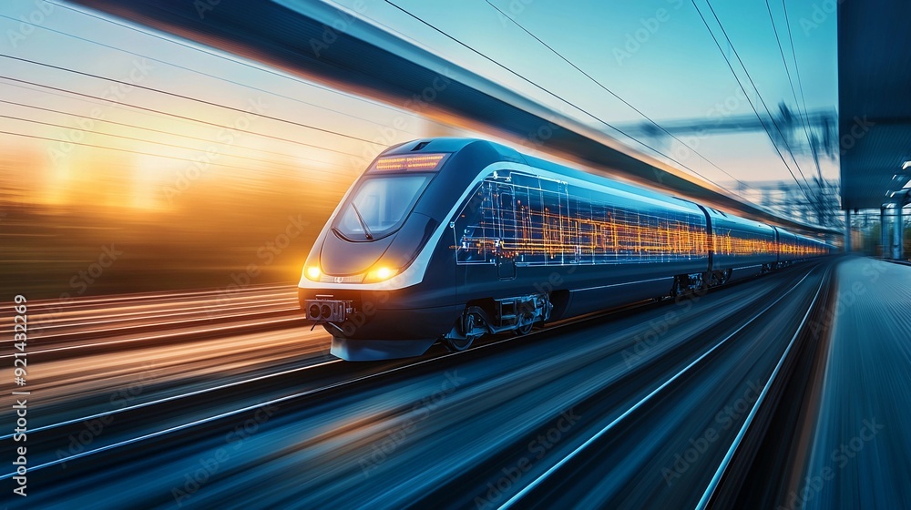 Fototapeta premium High-Speed Digital Train