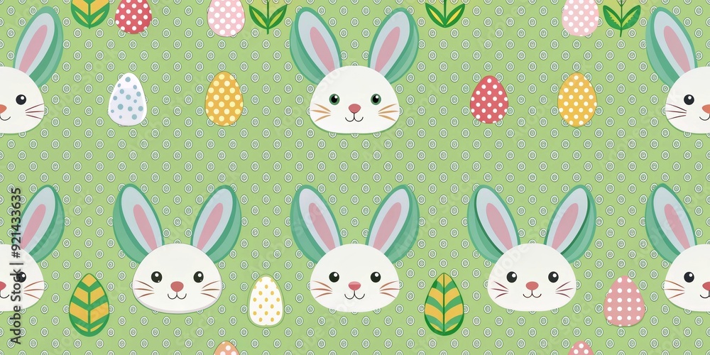 Obraz premium Adorable Easter bunny pattern , Easter, bunny, cute, holiday, celebration, spring, pattern,pastel, colorful, whimsical