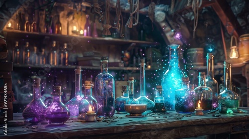 bar potions in a quarter on a bar