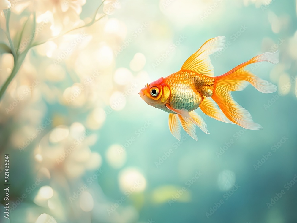 Goldfish isolated on spring background Goldfish isolated on spring background