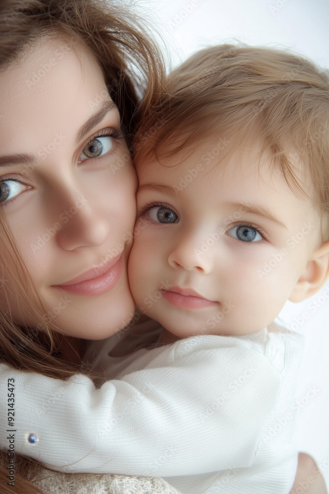 woman holding her small child Generative AI woman holding her small child Generative AI