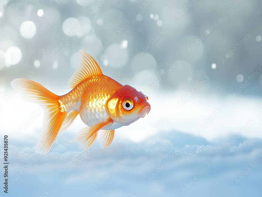 Fototapeta premium Goldfish isolated on winter background