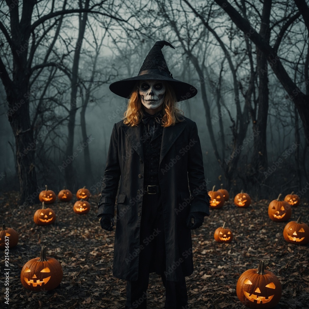 Fototapeta premium Haunted graveyards and eerie decorations bring the Halloween spirit to life this season